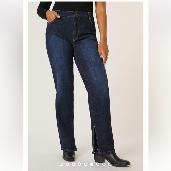 Anthropologie Pilcro The Split Straight Jeans Size 18 Dark Wash Denim Casual - Picture 16 of 16